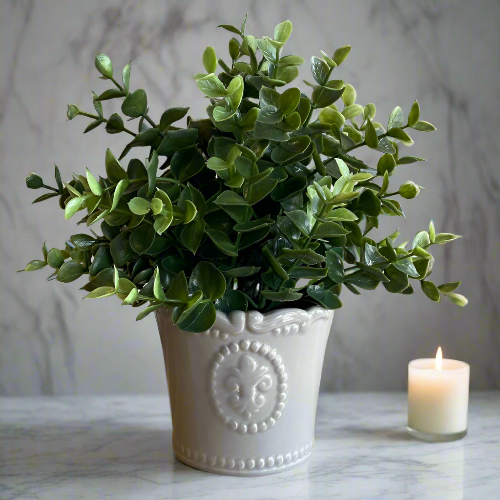 Grey Fleur De Lis Pot