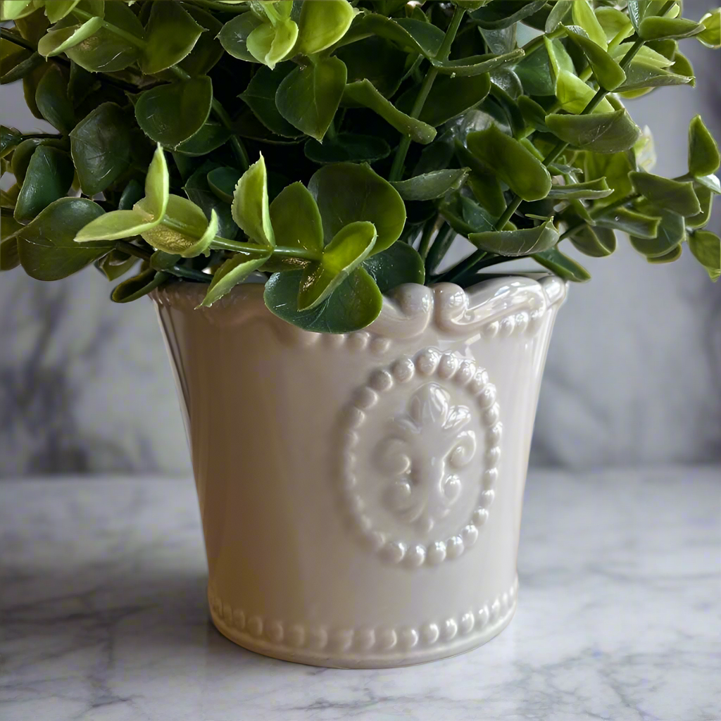 Grey Fleur De Lis Pot